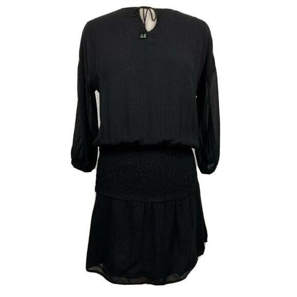 ANINE BING Dress Black 3/4 Sleeves Elastic Waist - Picture 1 of 11